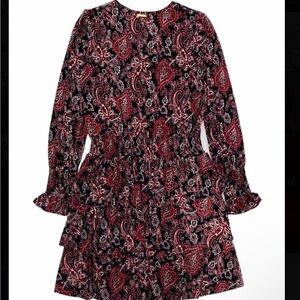 Michael Kors Paisley black and burgundy mini dress